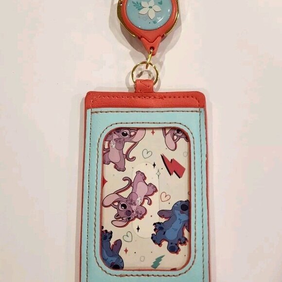 Loungefly Disney Lilo and Stitch Angel Valentines Day Lanyard ID Holder NEW - Picture 9 of 10